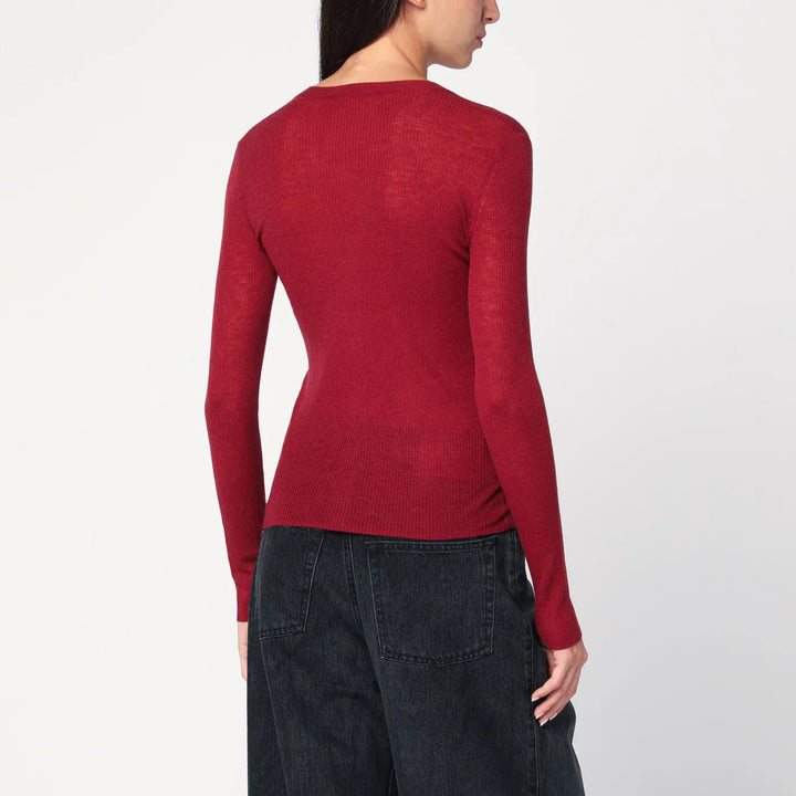 6397 - Bordeaux semi-sheer knit cardigan Brand Shirts &amp; Tops XS