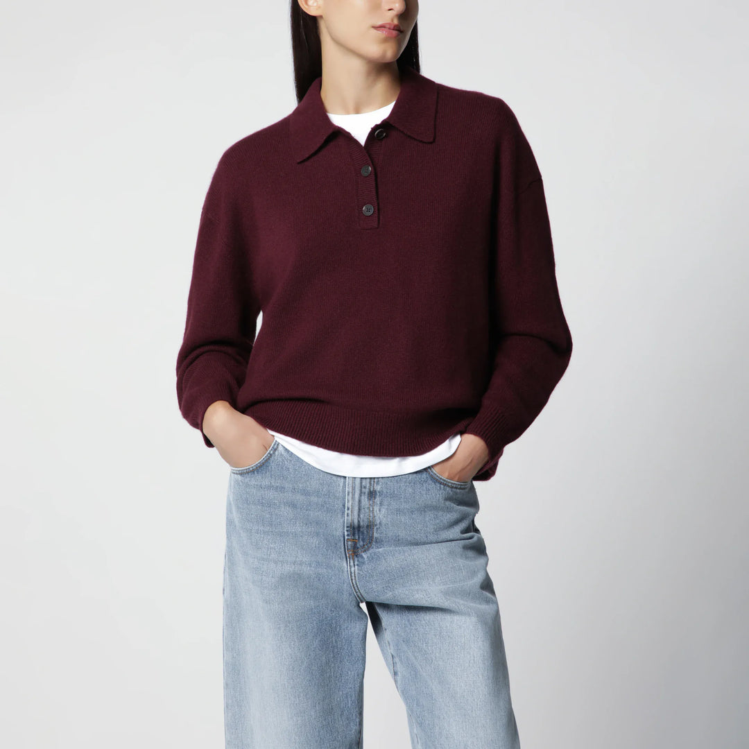 ANINE BING - Burgundy cashmere polo sweater Brand Shirts &amp; Tops XS