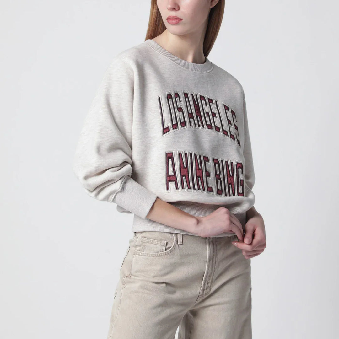 ANINE BING - Harry Shrunken La beige mélange sweatshirt Brand Shirts &amp; Tops