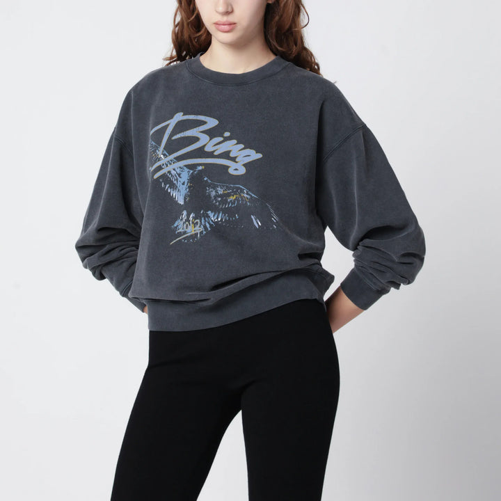 ANINE BING - Spencer Eagle washed black sweatshirt Brand Shirts &amp; Tops XS