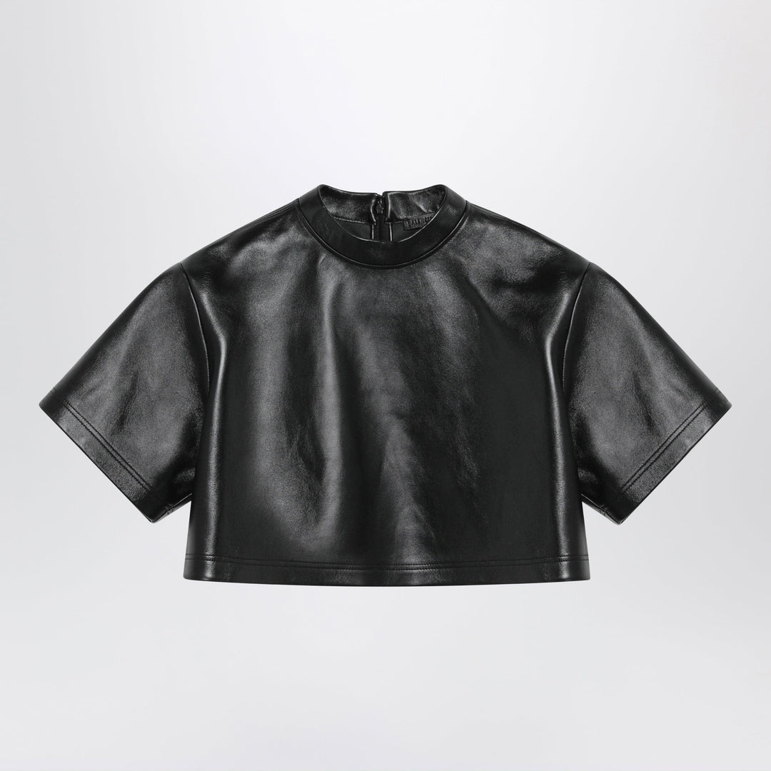 Shirts &amp; Tops Balenciaga - Black Cropped Leather Top Brand
