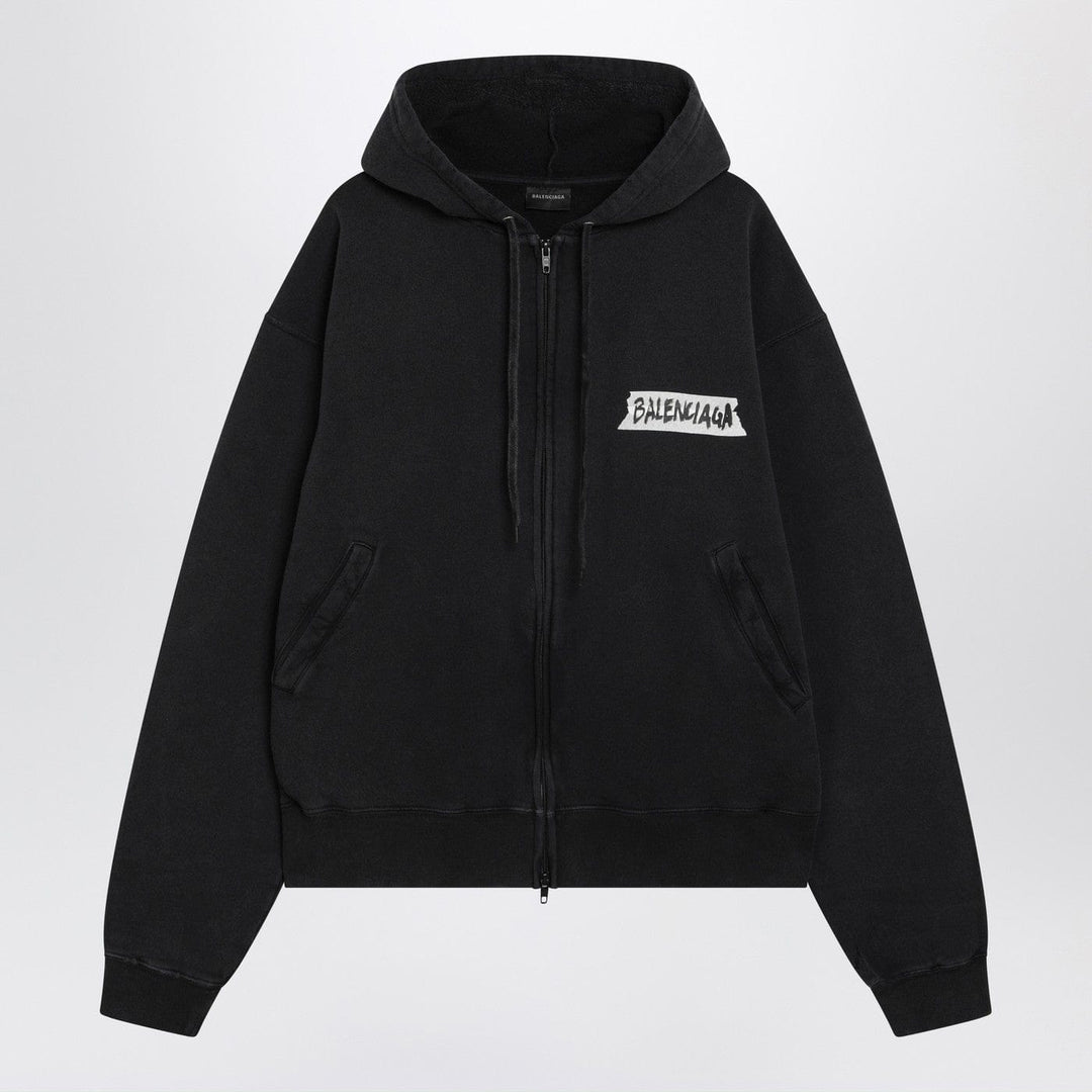 Shirts &amp; Tops Balenciaga - Black washed Masking Tape oversize hoodie Brand
