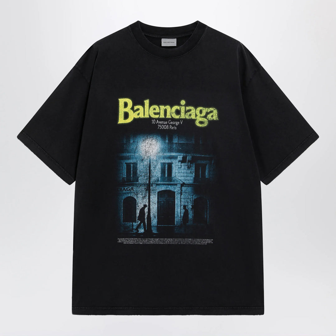 Balenciaga - The Address men’s regular-fit T-shirt in faded black cotton Brand Shirts &amp; Tops M