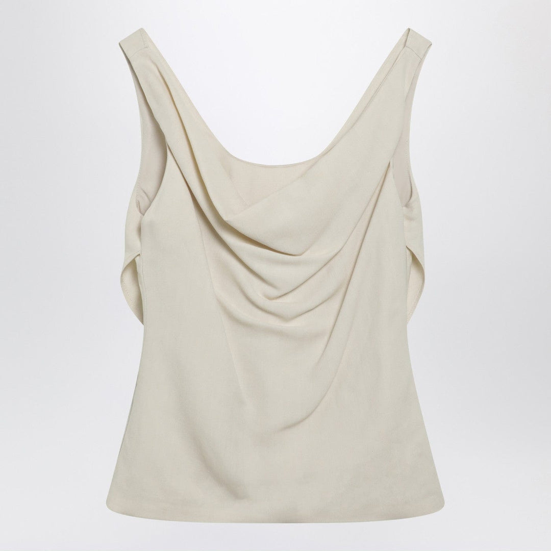 Shirts &amp; Tops Brunello Cucinelli - Cream-colored top in Fluid viscose and linen twill Brand