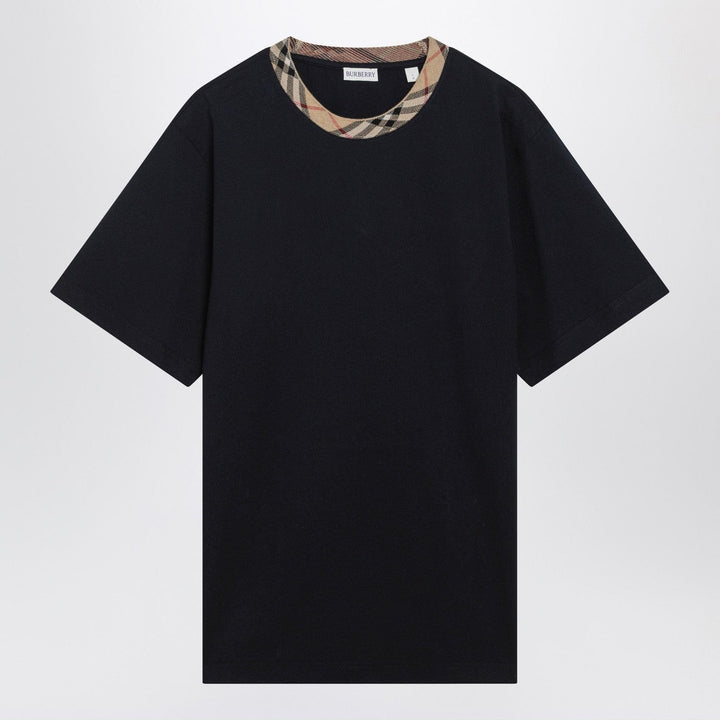 Shirts &amp; Tops Burberry - Navy T-shirt with Check trims Brand