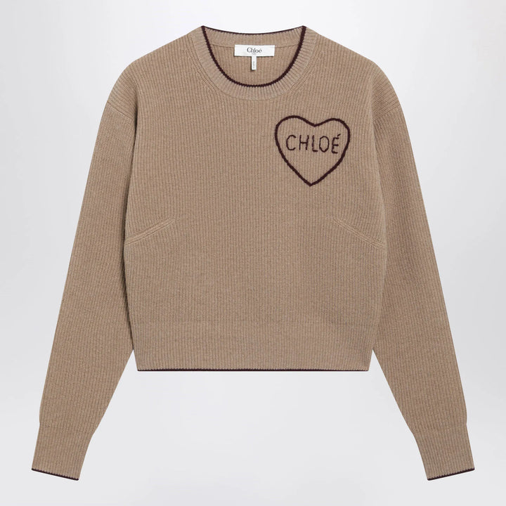 Chloé - Light Brown Wool and Cashmere Logo Sweater Brand Shirts &amp; Tops S