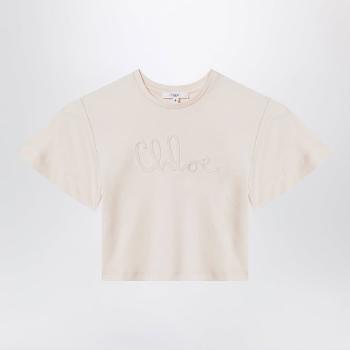 Shirts &amp; Tops Chloé - Light pink cropped T-shirt with logo embroidery Brand