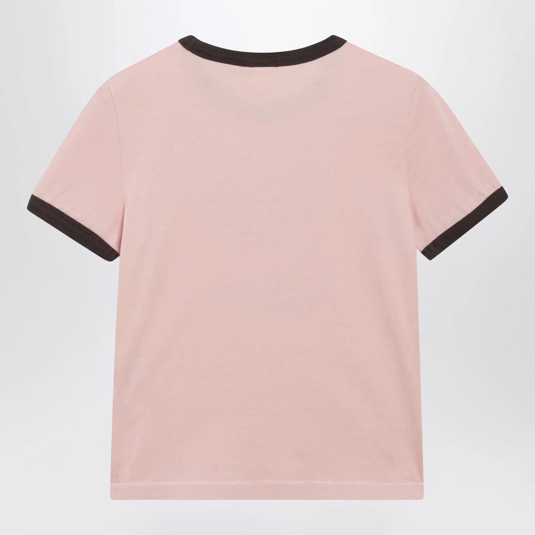 Chloé - Pink Cotton T-Shirt with Logo Print Brand Shirts &amp; Tops