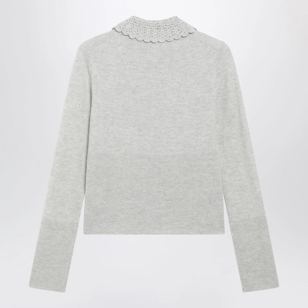 Chloé - Slim-fit logo wool cardigan in Sweet Grey Brand Shirts &amp; Tops
