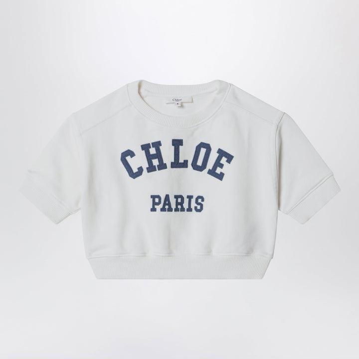 Shirts &amp; Tops 14 Chloé - White cropped sweatshirt with logo embroidery Brand
