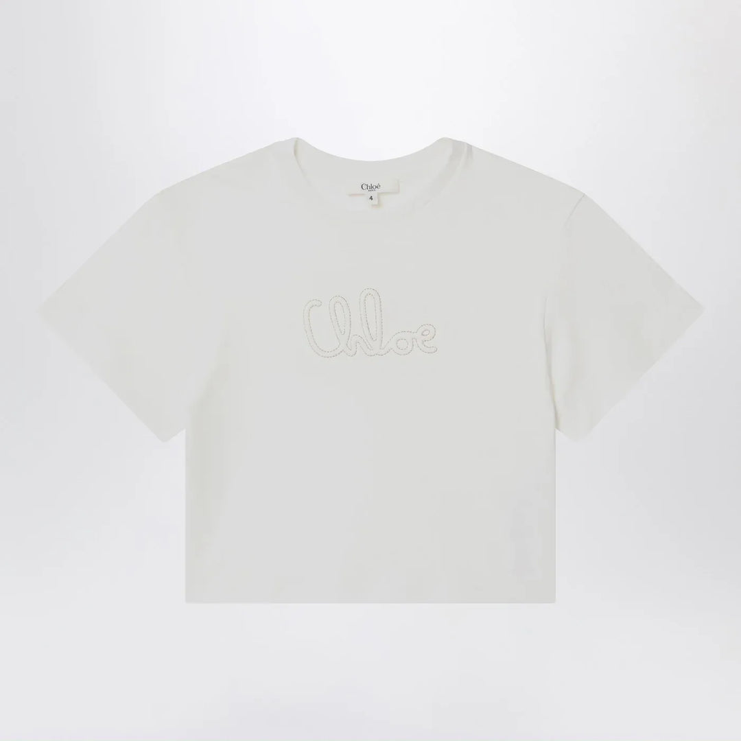 Chloé - White T-shirt with embroidered logo Brand Shirts &amp; Tops 3