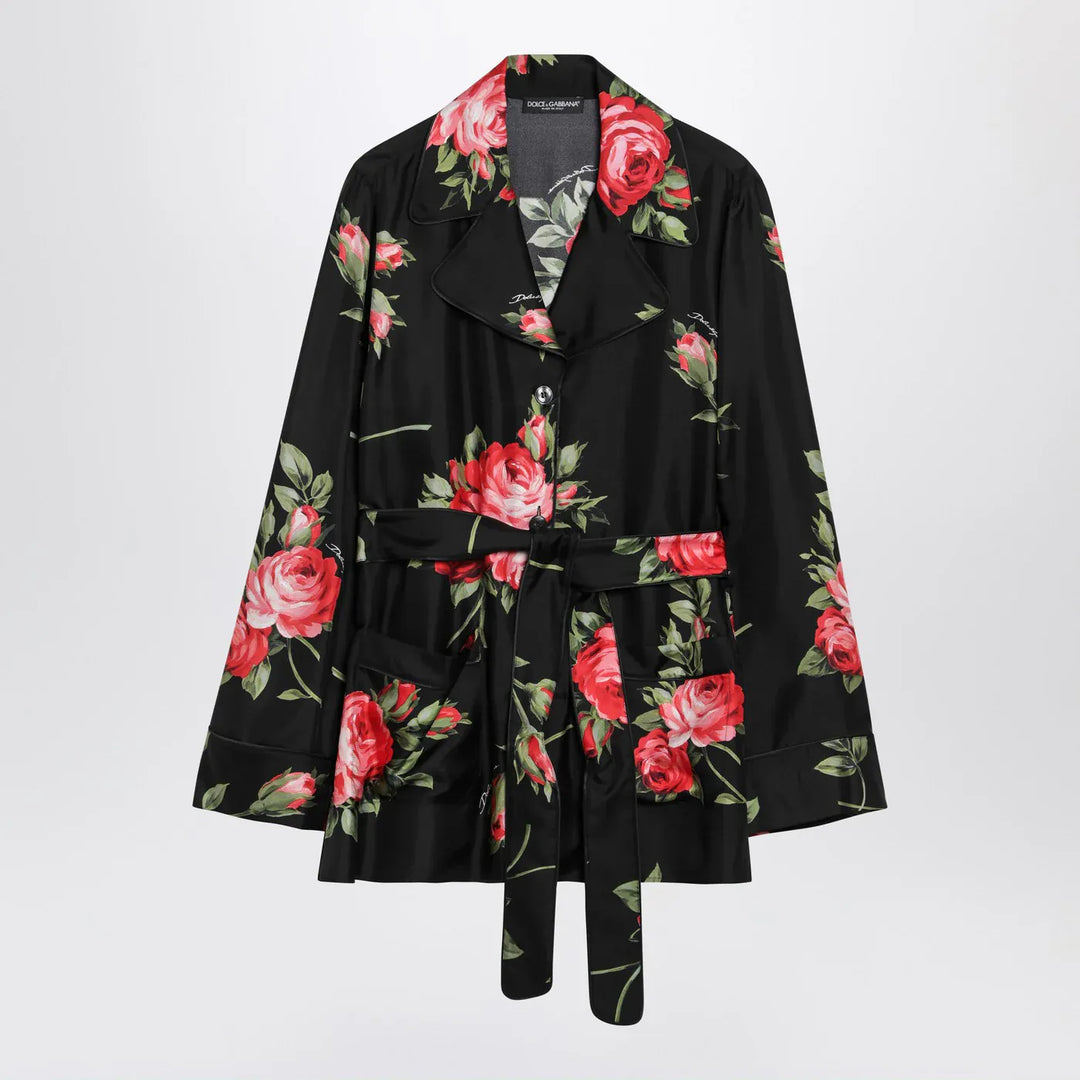 Dolce&amp;Gabbana - Black Vanity shirt with Bouquet rose print Brand Shirts &amp; Tops 40  IT