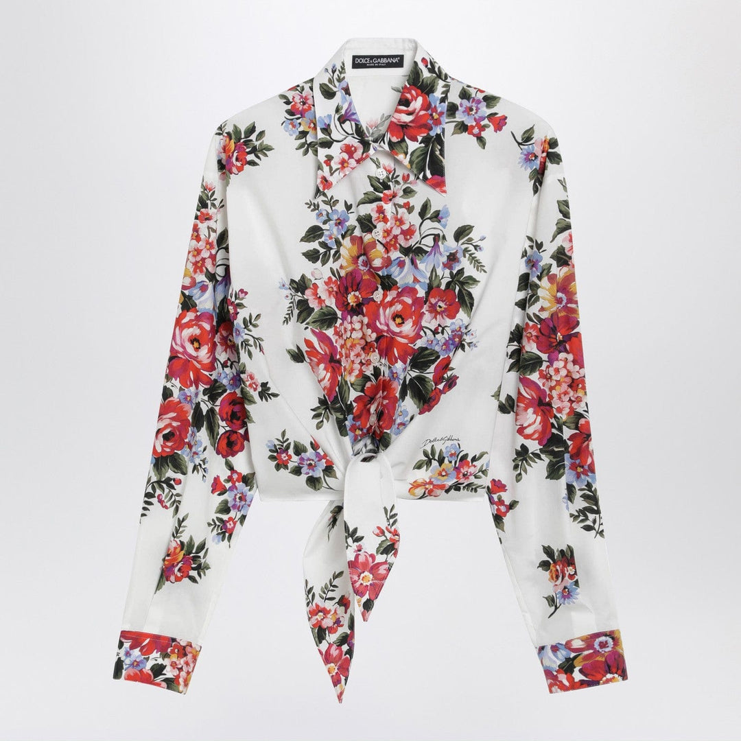 Shirts & Tops 42  IT Dolce&Gabbana - White cropped shirt with floral print Brand