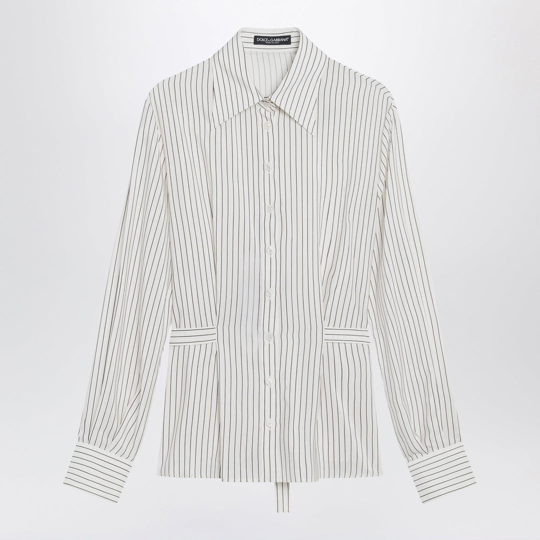 Shirts &amp; Tops Dolce&amp;Gabbana - White pinstriped shirt in silk and cotton Brand