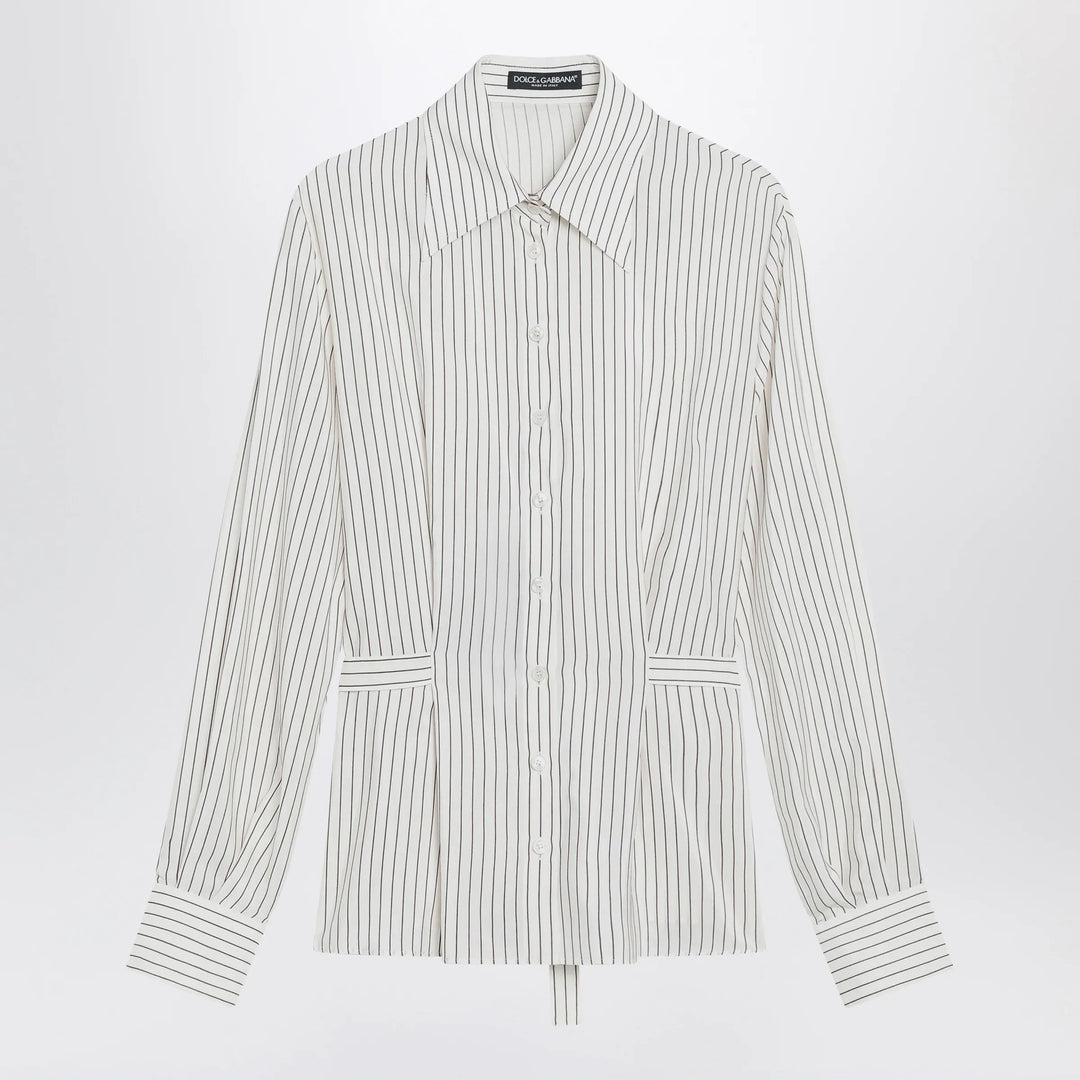 Dolce&amp;Gabbana - White pinstriped shirt in silk and cotton Brand Shirts &amp; Tops 40  IT