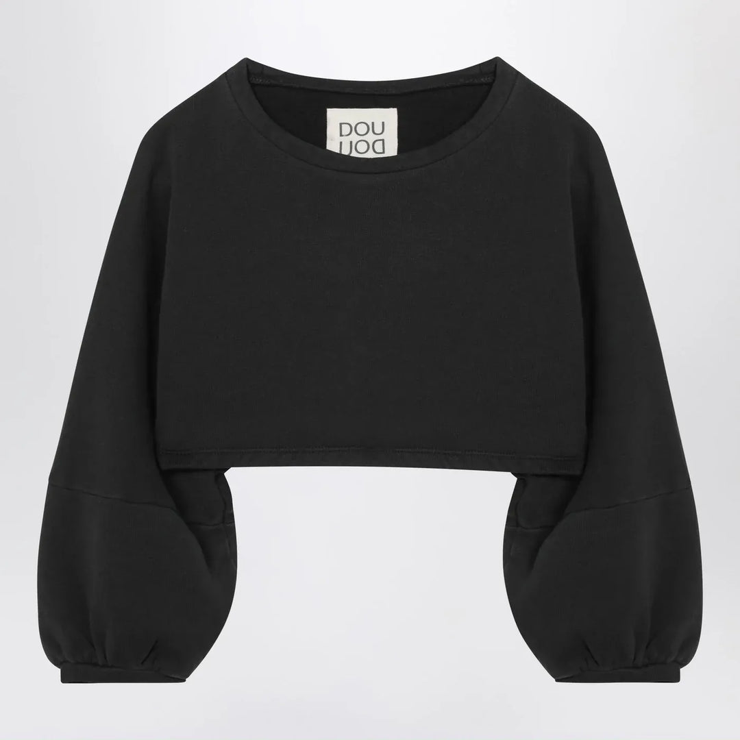 Douuod - Cropped sweatshirt in black cotton Brand Shirts &amp; Tops 6