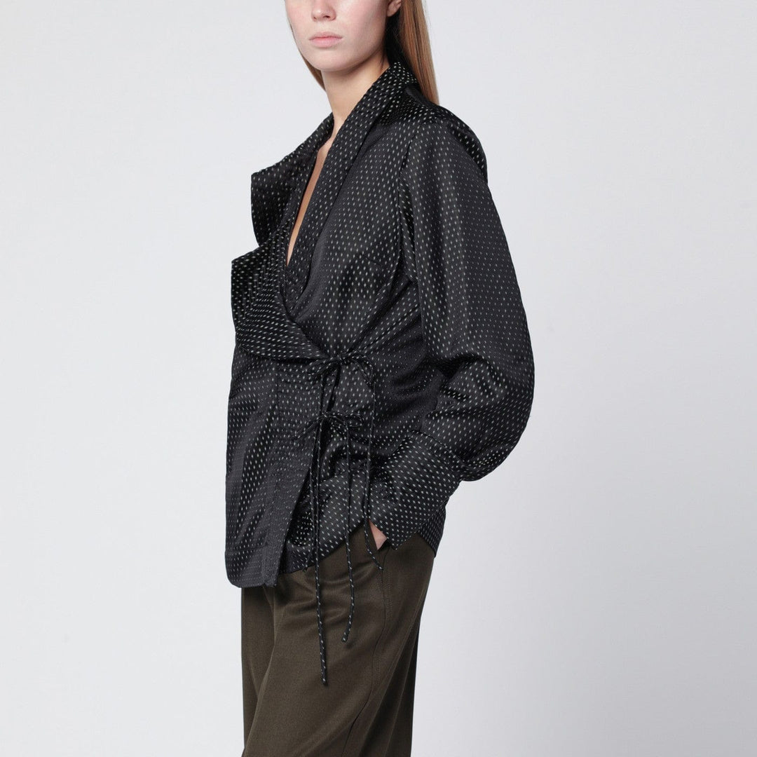 Shirts & Tops M Dries Van Noten - Black wrap shirt with jacquard texture Brand