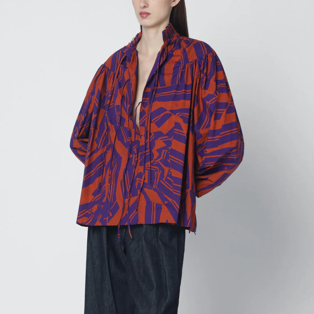 Dries Van Noten - Loose shirt with ruffle details and Crushed Stripe print Brand Shirts & Tops S