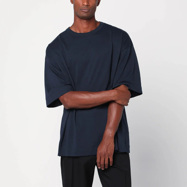 Dries Van Noten - Oversized navy blue cotton T-shirt Brand Shirts &amp; Tops S