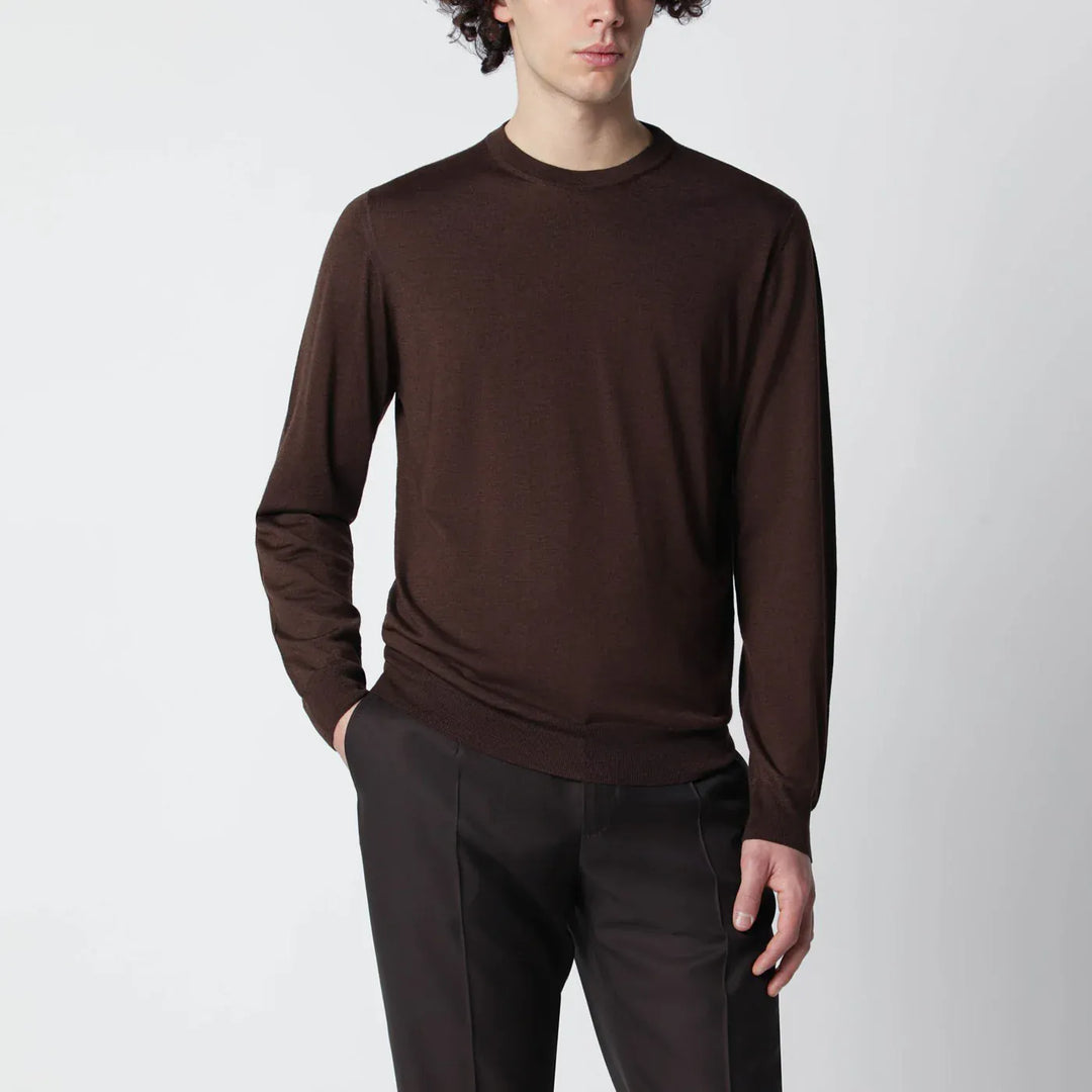Drumohr - Chocolate brown wool sweater Brand Shirts &amp; Tops 50 IT