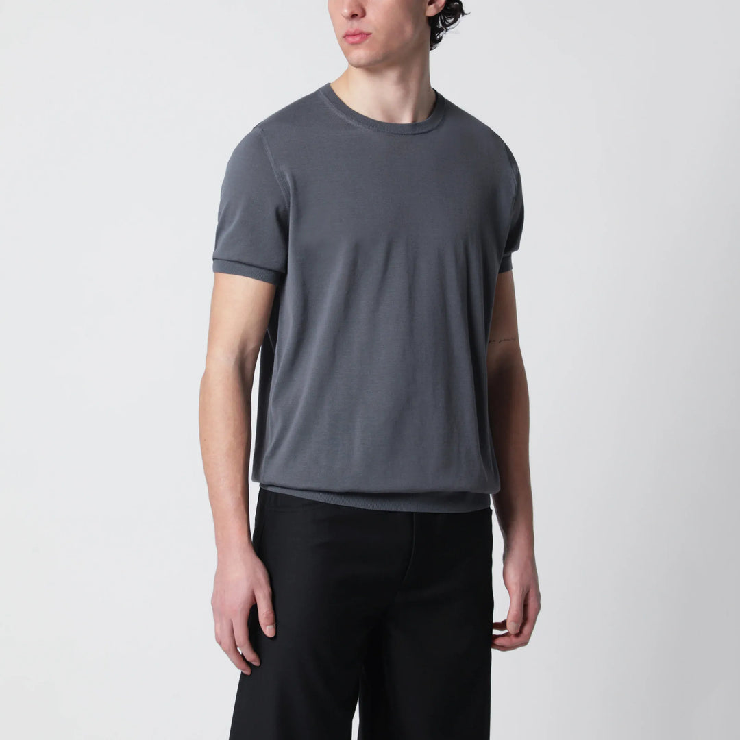 Drumohr - Grey cotton crewneck sweater Brand Shirts &amp; Tops 48 IT