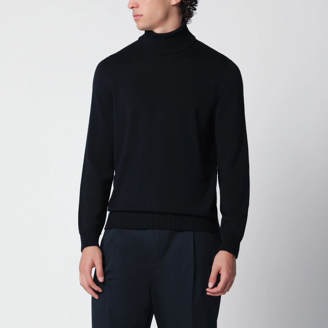 Drumohr - Navy blue wool turtleneck sweater Brand Shirts &amp; Tops 50 IT