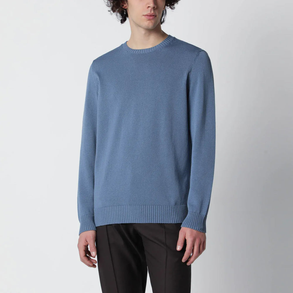 Drumohr - Powder blue cotton sweater Brand Shirts & Tops 48 IT