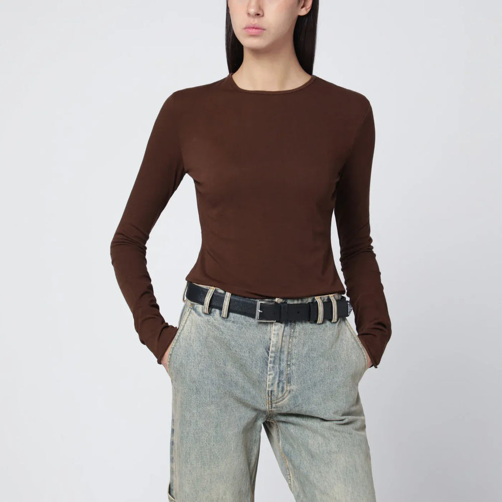 Entire Studios - Brown crewneck cotton-blend top Brand Shirts & Tops L