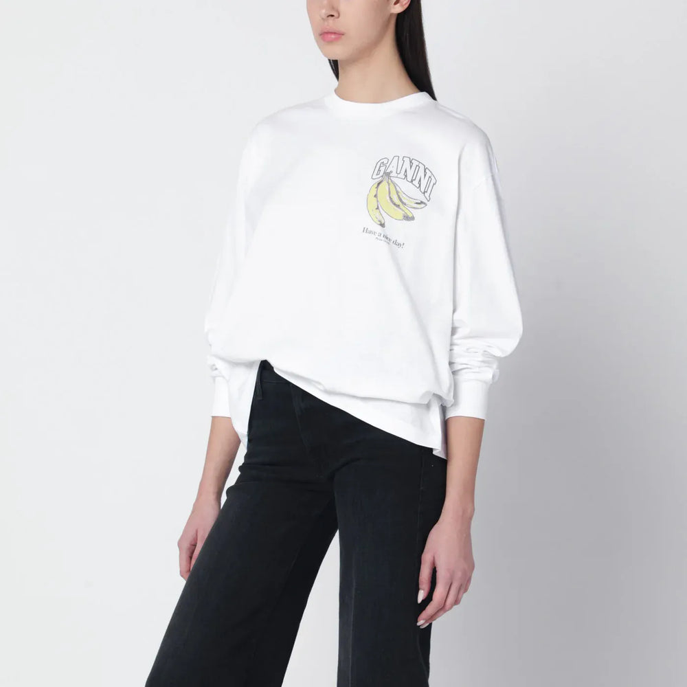 GANNI - White knit top with logo print Brand Shirts & Tops XS