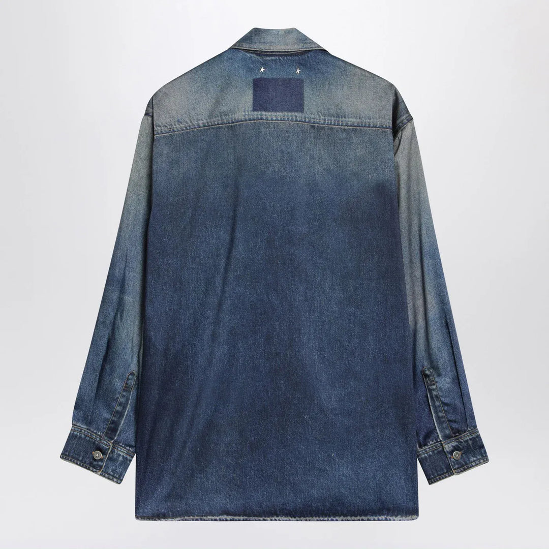 Golden Goose - Blue oversized Patty shirt with denim print Brand Shirts &amp; Tops