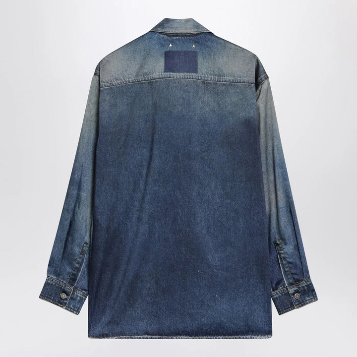 Golden Goose - Blue oversized Patty shirt with denim print Brand Shirts &amp; Tops