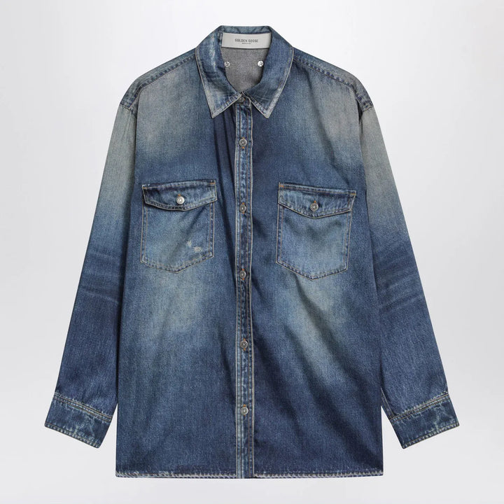 Golden Goose - Blue oversized Patty shirt with denim print Brand Shirts &amp; Tops S