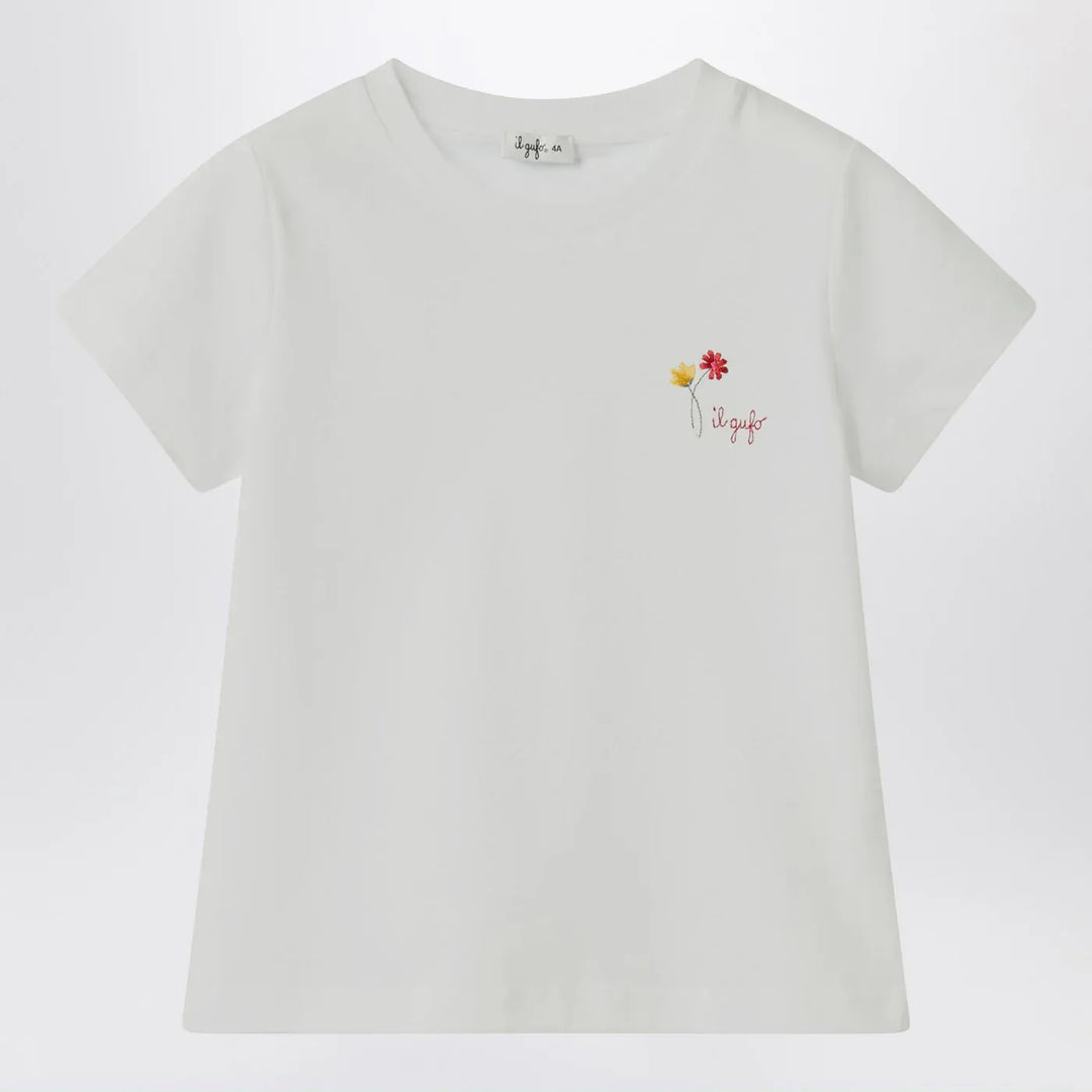 Il Gufo - White T-shirt with embroidered logo Brand Shirts &amp; Tops 2A