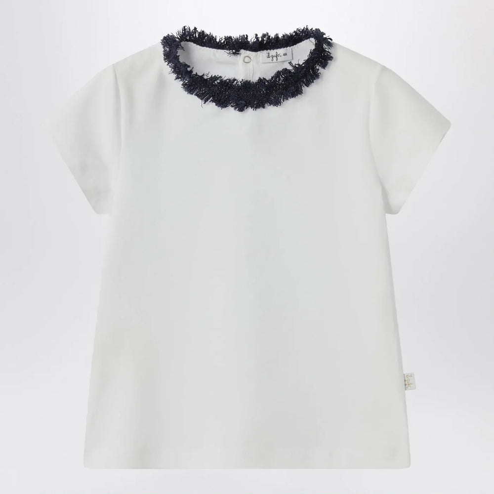 Il Gufo - White T-shirt with frayed neckline Brand Shirts & Tops 8