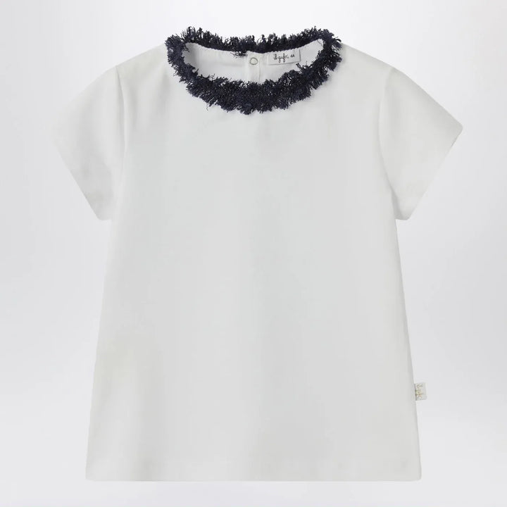 Il Gufo - White T-shirt with frayed neckline Brand Shirts &amp; Tops 8Y