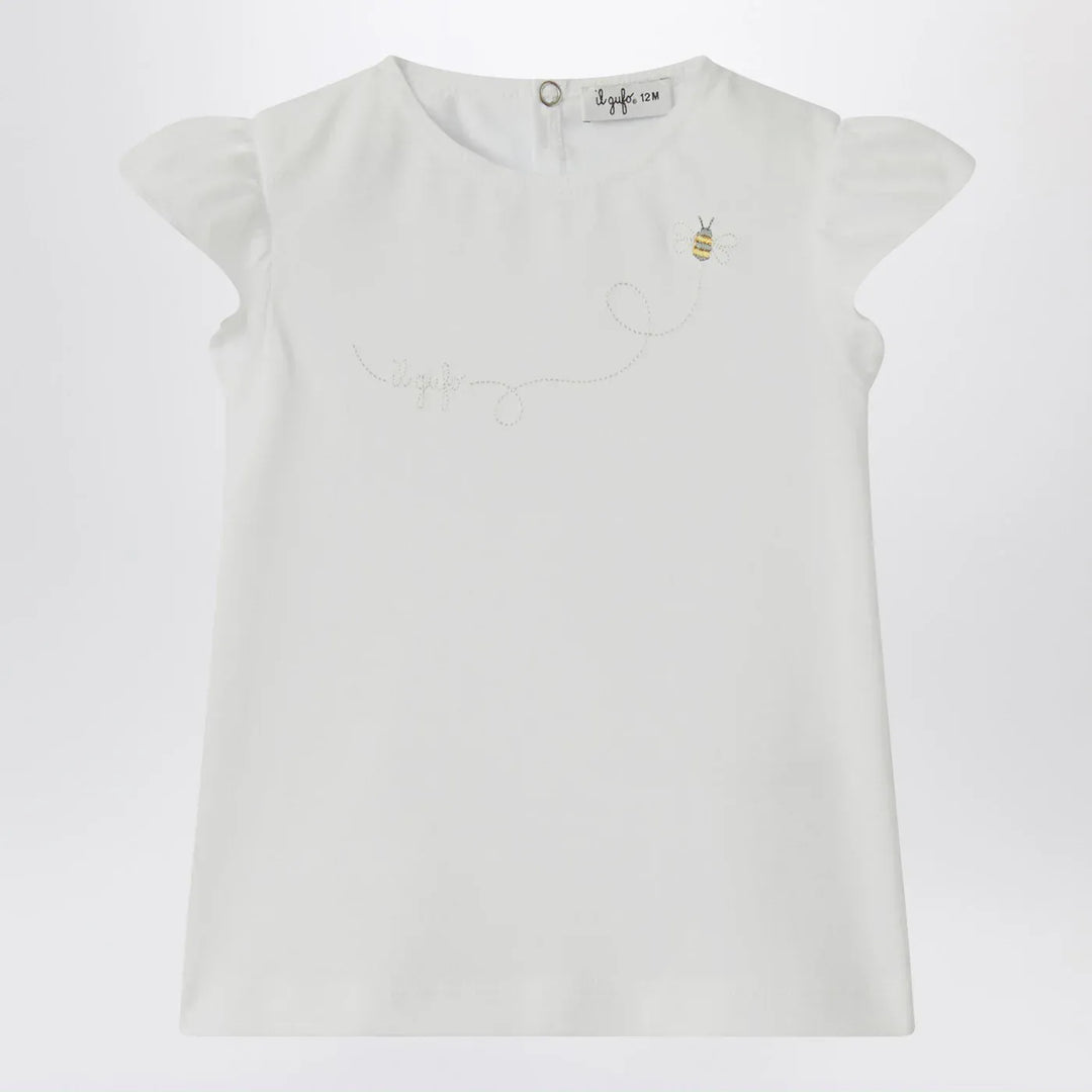 Il Gufo - White T-shirt with ruffled sleeves Brand Shirts &amp; Tops 6