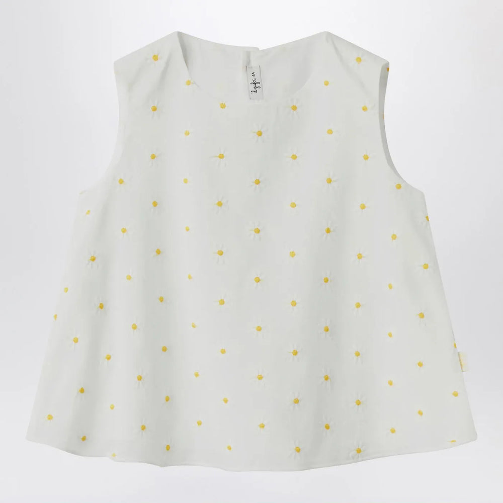 Il Gufo - White top with floral embroidery Brand Shirts & Tops 8