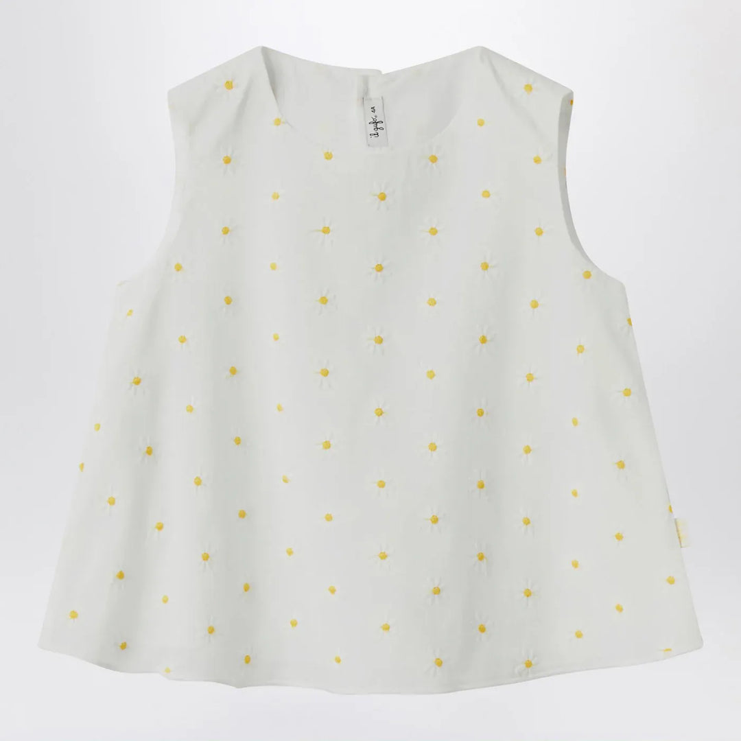 Il Gufo - White top with floral embroidery Brand Shirts &amp; Tops 8
