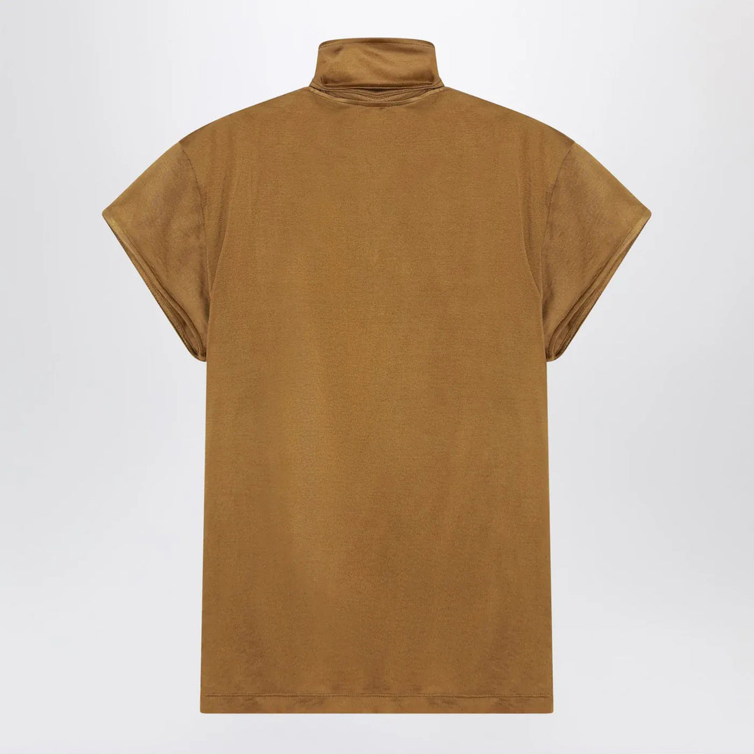 LEMAIRE - Cinnamon-brown T-shirt with scarf detail Brand Shirts &amp; Tops