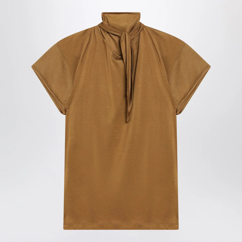 LEMAIRE - Cinnamon-brown T-shirt with scarf detail Brand Shirts & Tops L