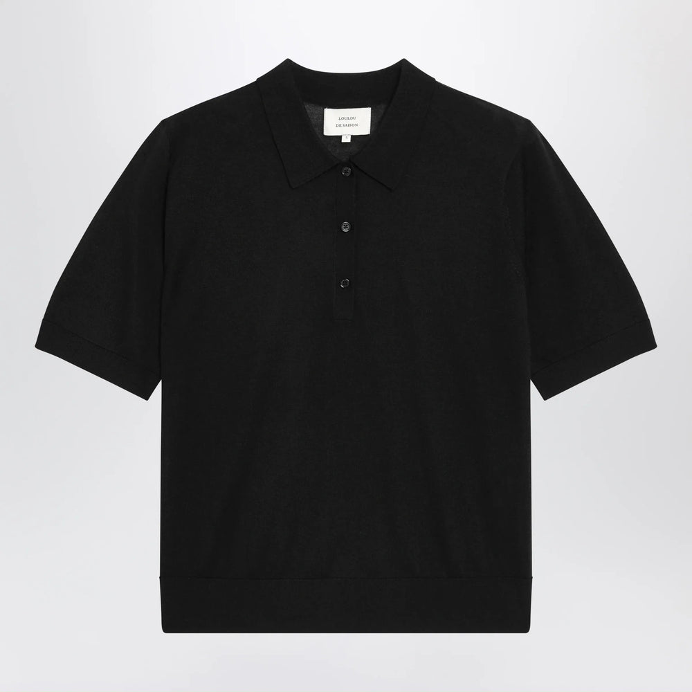LouLou De Saison - Black Migo Fluid Cashmere Polo Brand Shirts & Tops L