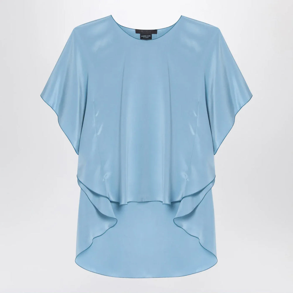 Max Mara Pianoforte - Light blue flowy silk blouse Brand Shirts & Tops 40  IT