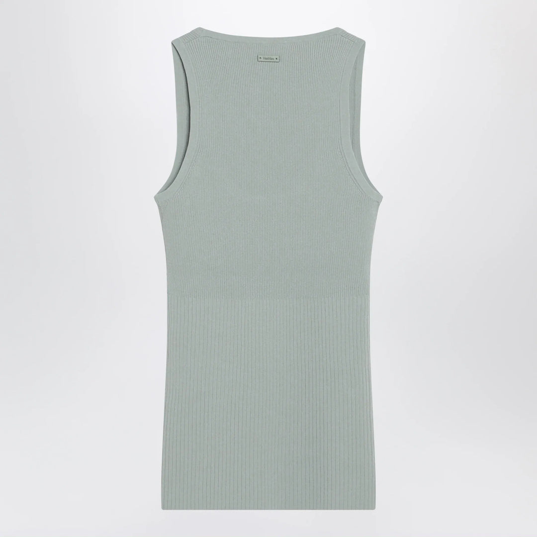 Max Mara - Sleeveless ribbed top in sage green technical yarn Brand Shirts &amp; Tops