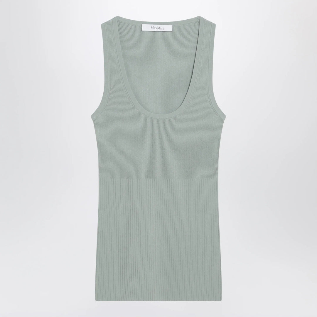 Max Mara - Sleeveless ribbed top in sage green technical yarn Brand Shirts &amp; Tops XS