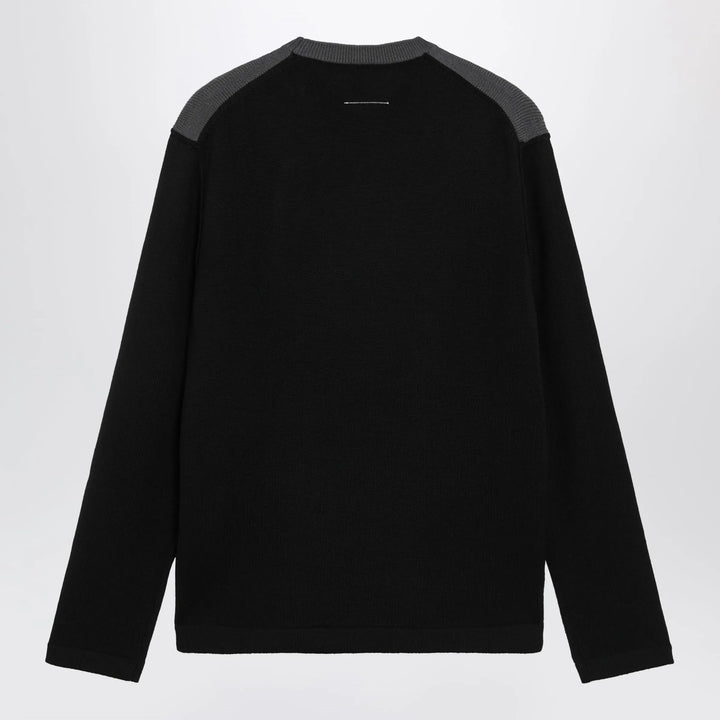 MM6 Maison Margiela - Asymmetrical crewneck sweater in black and grey Brand Shirts &amp; Tops