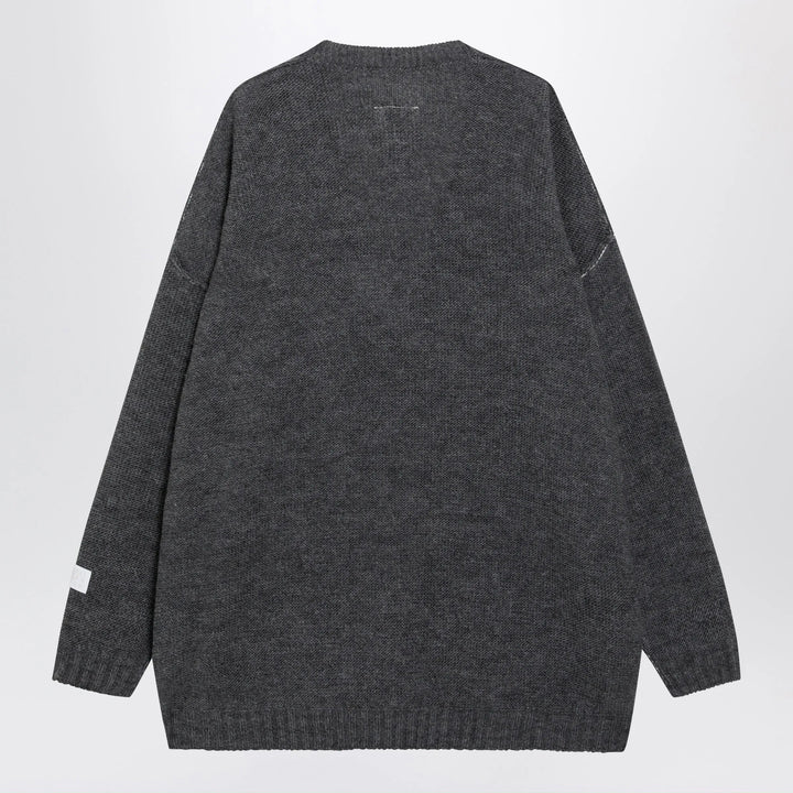 MM6 Maison Margiela - Grey mélange oversized V-neck knit sweater Brand Shirts &amp; Tops M