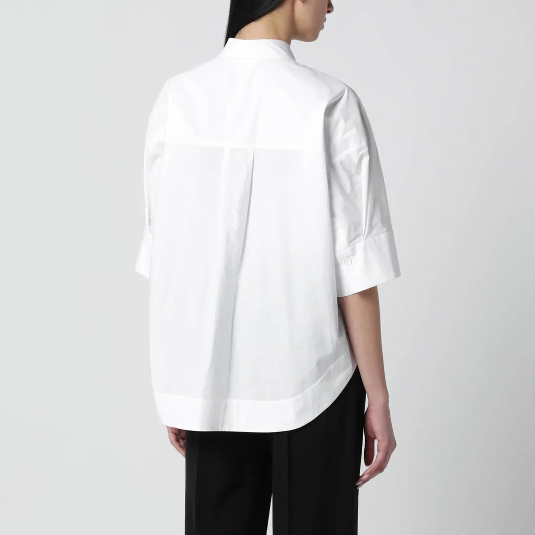 P.A.R.O.S.H. - White cotton shirt with pleated detail Brand Shirts &amp; Tops