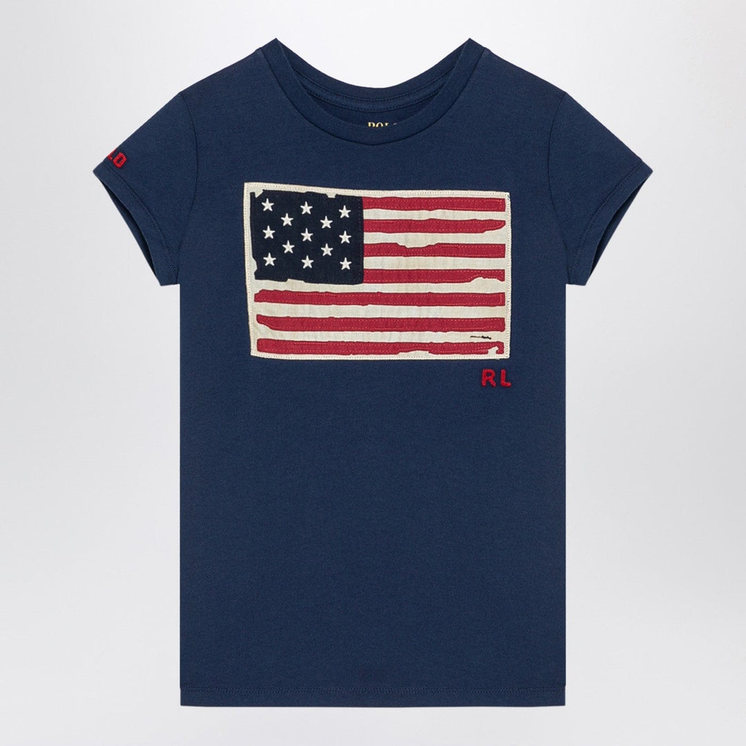 Shirts &amp; Tops Polo Ralph Lauren - Blue navy cotton crew-neck T-shirt with flag patch Brand
