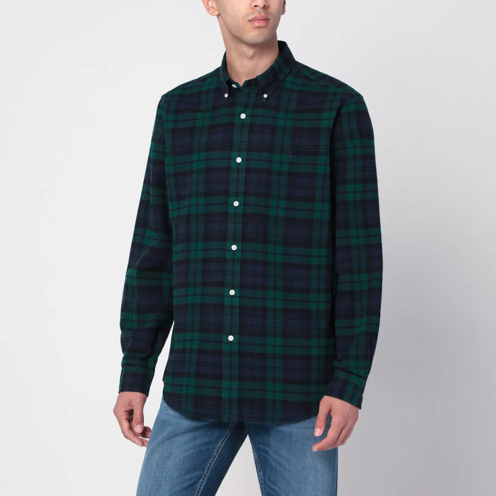 Polo Ralph Lauren - Blue navy/green check pattern shirt Custom-Fit Brand Shirts & Tops S