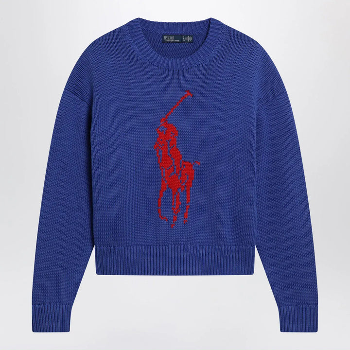 Polo Ralph Lauren - Purplish blue sweater with logo intarsia Brand Shirts &amp; Tops L